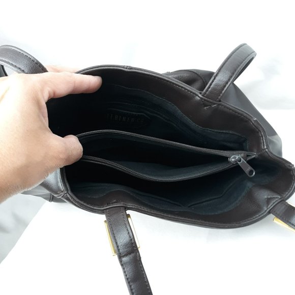 Leather Co Liz Claiborne Grandmacore Shoulder Bag Purse Dark Brown Leather 80s - Picture 11 of 14